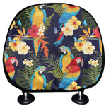 Parrot And Flower Pattern Print Car Headrest Covers