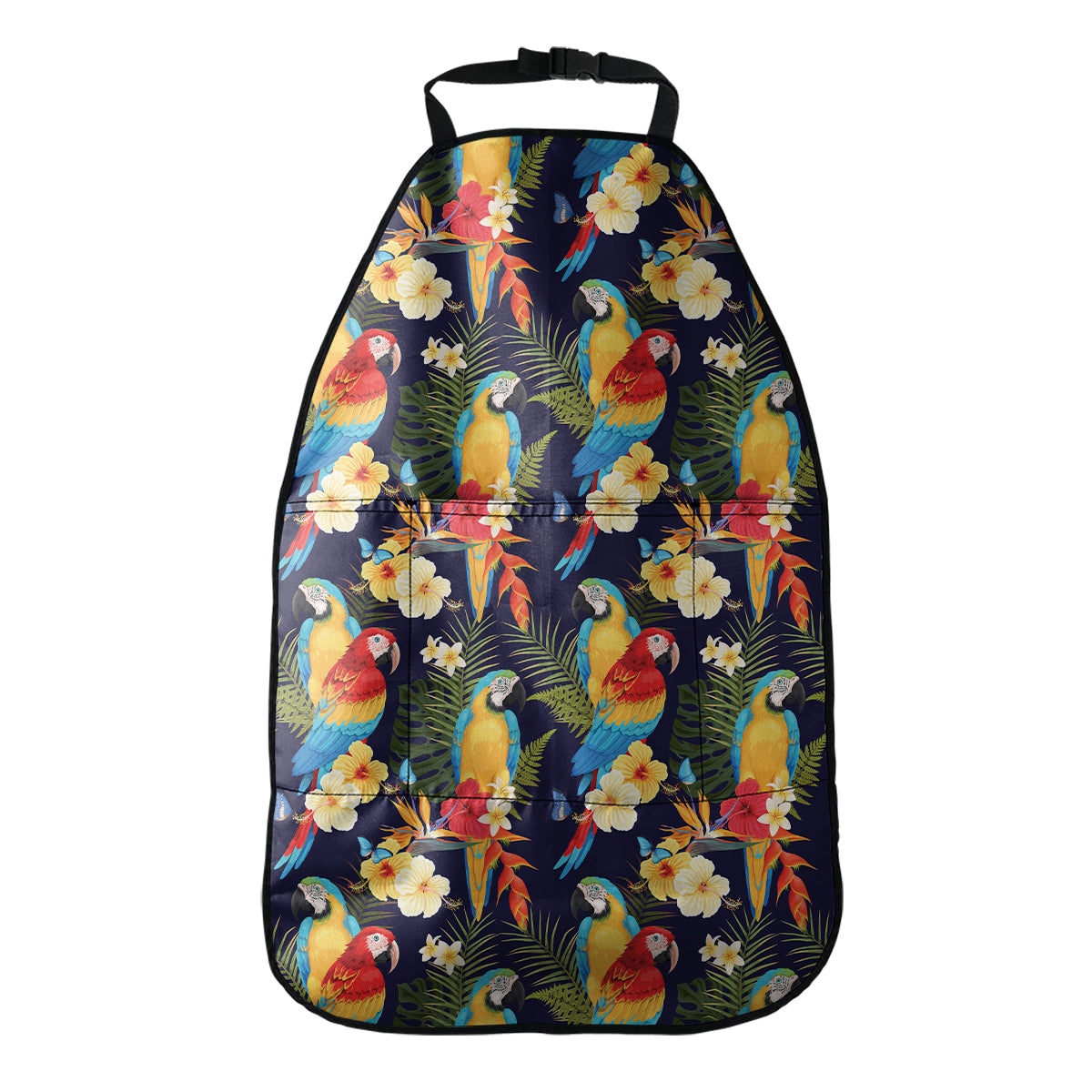 Parrot And Flower Pattern Print Car Seat Organizers