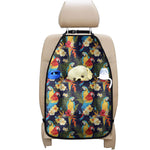 Parrot And Flower Pattern Print Car Seat Organizers
