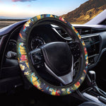 Parrot And Flower Pattern Print Car Steering Wheel Cover
