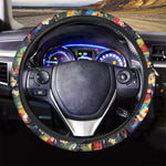 Parrot And Flower Pattern Print Car Steering Wheel Cover