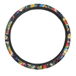 Parrot And Flower Pattern Print Car Steering Wheel Cover