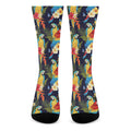 Parrot And Flower Pattern Print Crew Socks