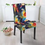 Parrot And Flower Pattern Print Dining Chair Slipcover