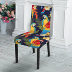 Parrot And Flower Pattern Print Dining Chair Slipcover