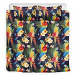 Parrot And Flower Pattern Print Duvet Cover Bedding Set