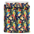 Parrot And Flower Pattern Print Duvet Cover Bedding Set