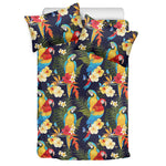 Parrot And Flower Pattern Print Duvet Cover Bedding Set