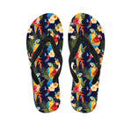 Parrot And Flower Pattern Print Flip Flops