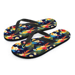 Parrot And Flower Pattern Print Flip Flops