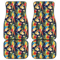 Parrot And Flower Pattern Print Front and Back Car Floor Mats