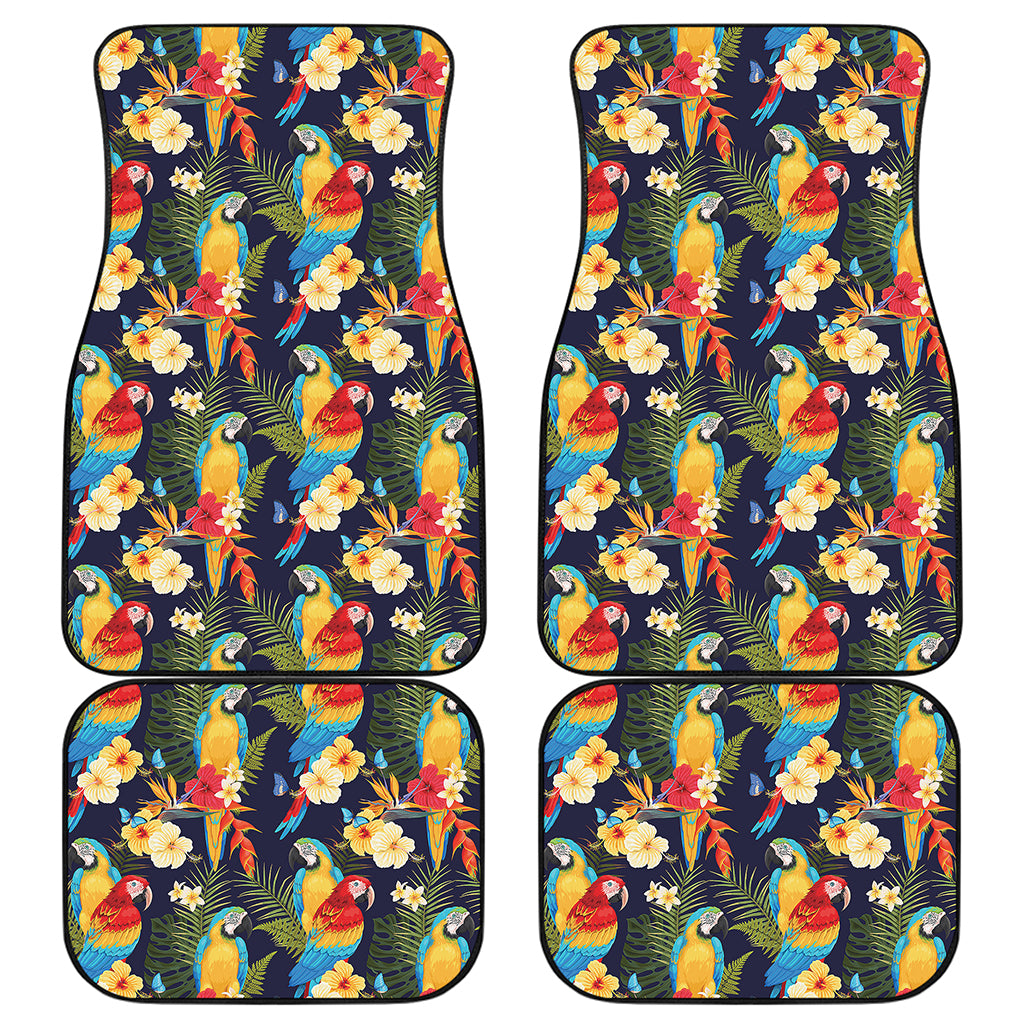 Parrot And Flower Pattern Print Front and Back Car Floor Mats