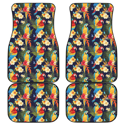 Parrot And Flower Pattern Print Front and Back Car Floor Mats