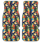Parrot And Flower Pattern Print Front and Back Car Floor Mats