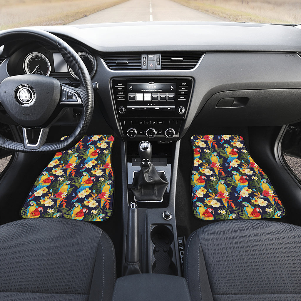 Parrot And Flower Pattern Print Front and Back Car Floor Mats