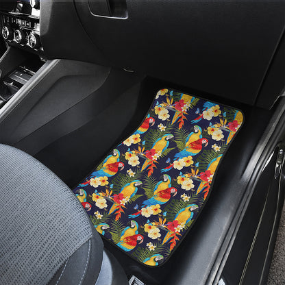 Parrot And Flower Pattern Print Front and Back Car Floor Mats