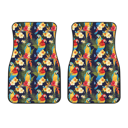 Parrot And Flower Pattern Print Front Car Floor Mats