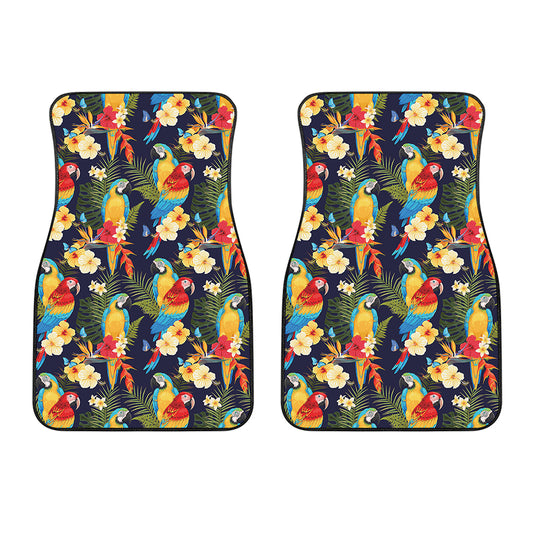 Parrot And Flower Pattern Print Front Car Floor Mats
