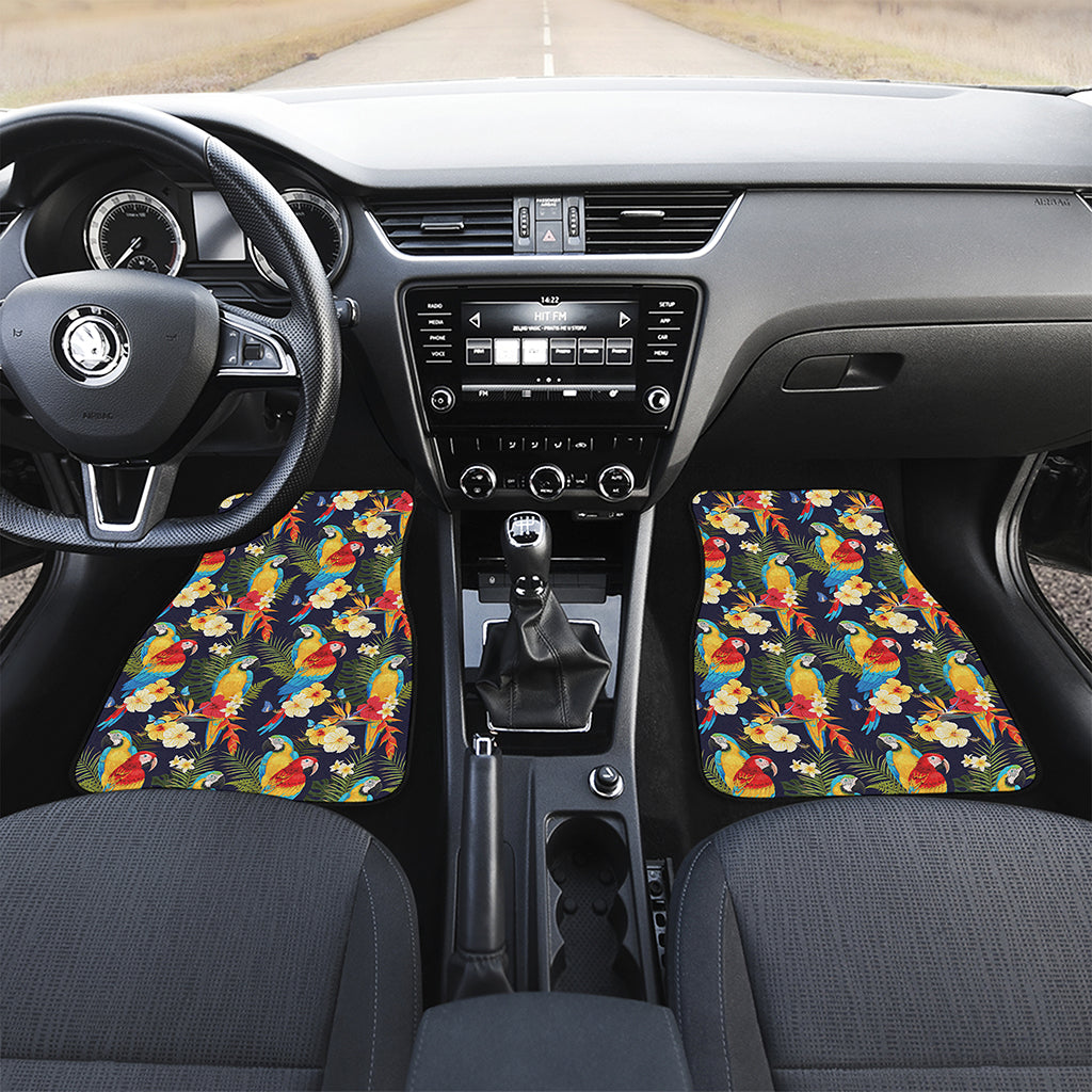 Parrot And Flower Pattern Print Front Car Floor Mats