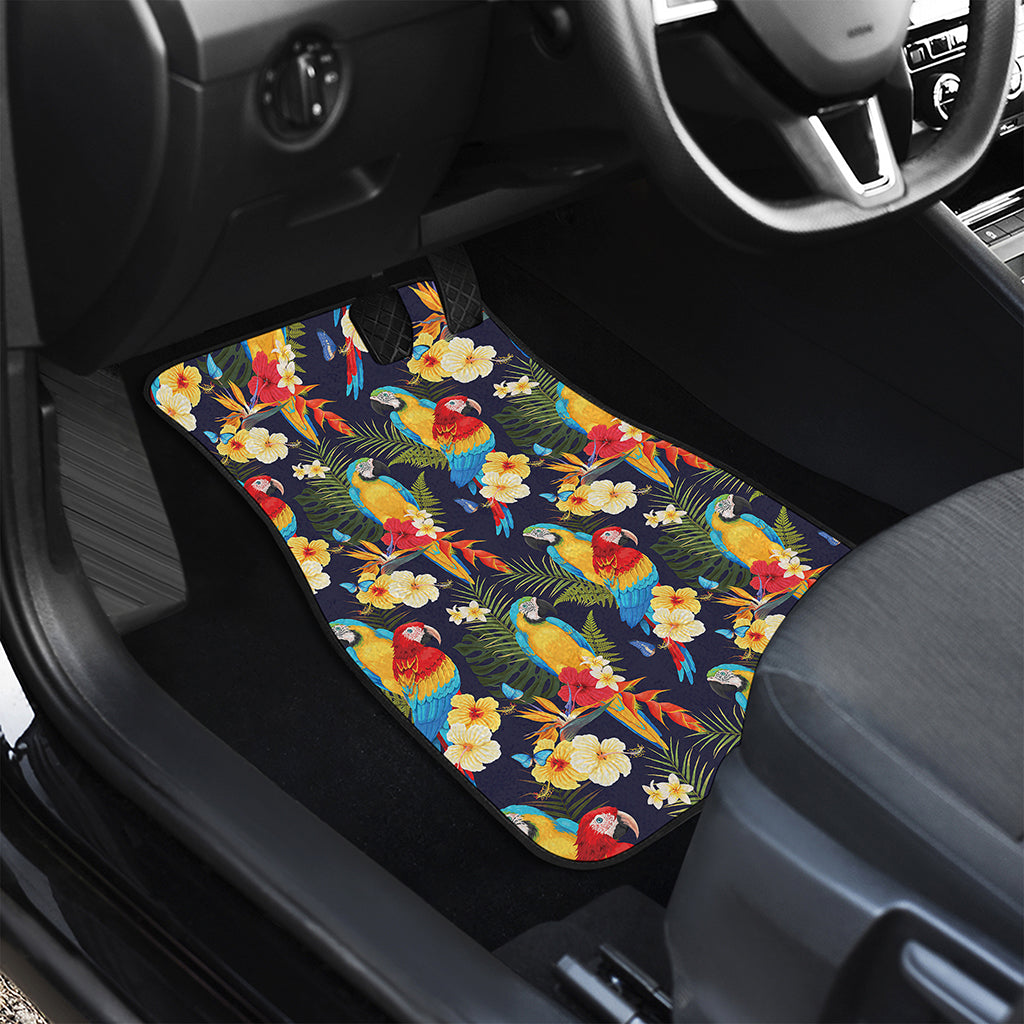 Parrot And Flower Pattern Print Front Car Floor Mats