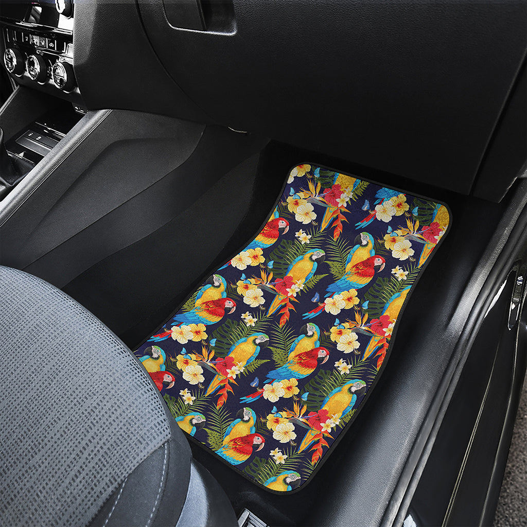 Parrot And Flower Pattern Print Front Car Floor Mats