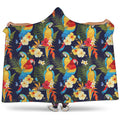 Parrot And Flower Pattern Print Hooded Blanket