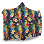 Parrot And Flower Pattern Print Hooded Blanket