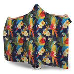 Parrot And Flower Pattern Print Hooded Blanket