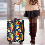 Parrot And Flower Pattern Print Luggage Cover