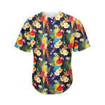 Parrot And Flower Pattern Print Men's Baseball Jersey