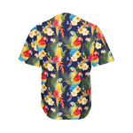 Parrot And Flower Pattern Print Men's Baseball Jersey