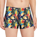 Parrot And Flower Pattern Print Men's Boxer Briefs
