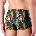 Parrot And Flower Pattern Print Men's Boxer Briefs