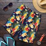 Parrot And Flower Pattern Print Men's Shorts