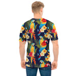 Parrot And Flower Pattern Print Men's T-Shirt