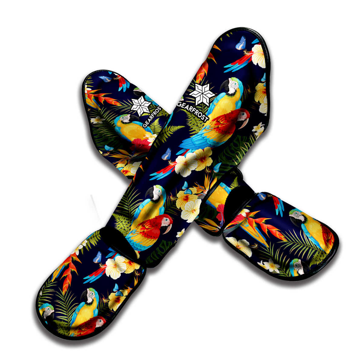 Parrot And Flower Pattern Print Muay Thai Shin Guard