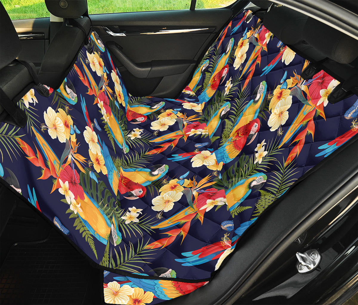 Parrot And Flower Pattern Print Pet Car Back Seat Cover
