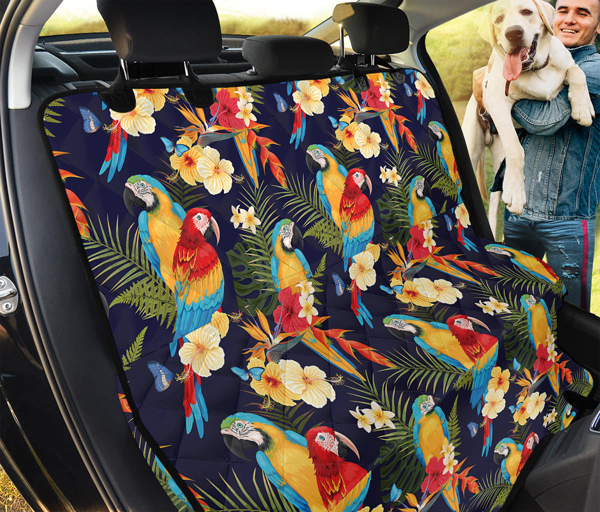 Parrot And Flower Pattern Print Pet Car Back Seat Cover