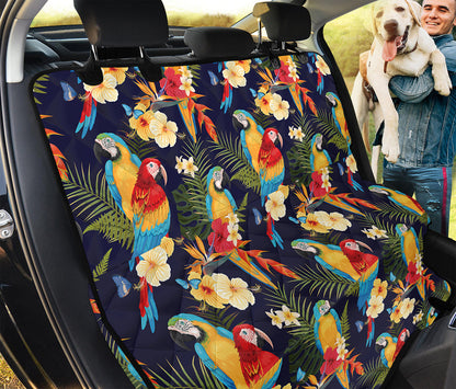 Parrot And Flower Pattern Print Pet Car Back Seat Cover