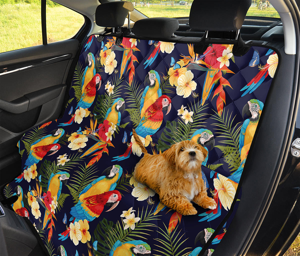 Parrot And Flower Pattern Print Pet Car Back Seat Cover