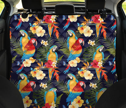 Parrot And Flower Pattern Print Pet Car Back Seat Cover