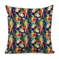 Parrot And Flower Pattern Print Pillow Cover