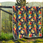 Parrot And Flower Pattern Print Quilt