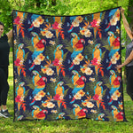 Parrot And Flower Pattern Print Quilt