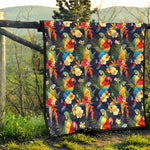 Parrot And Flower Pattern Print Quilt