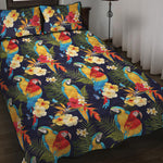 Parrot And Flower Pattern Print Quilt Bed Set
