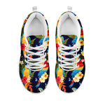 Parrot And Flower Pattern Print White Sneakers