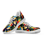 Parrot And Flower Pattern Print White Sneakers