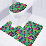 Parrot Banana Leaf Hawaii Pattern Print 3 Piece Bath Mat Set