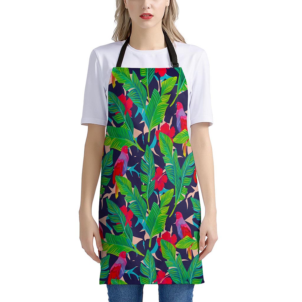 Parrot Banana Leaf Hawaii Pattern Print Apron